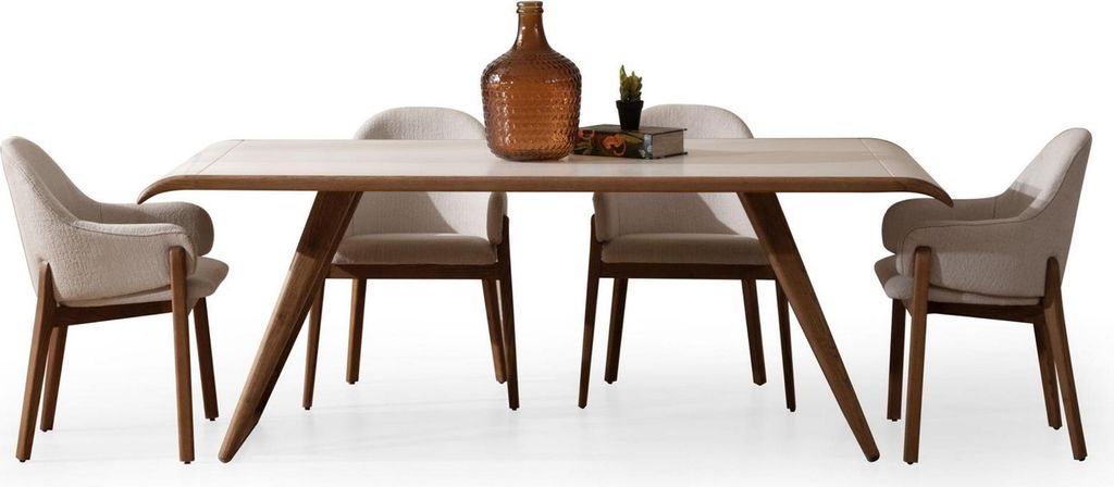 Brauner Exklusiver Esszimmer Set Esstisch 6x Stühle Polsterstühle 7tlg
