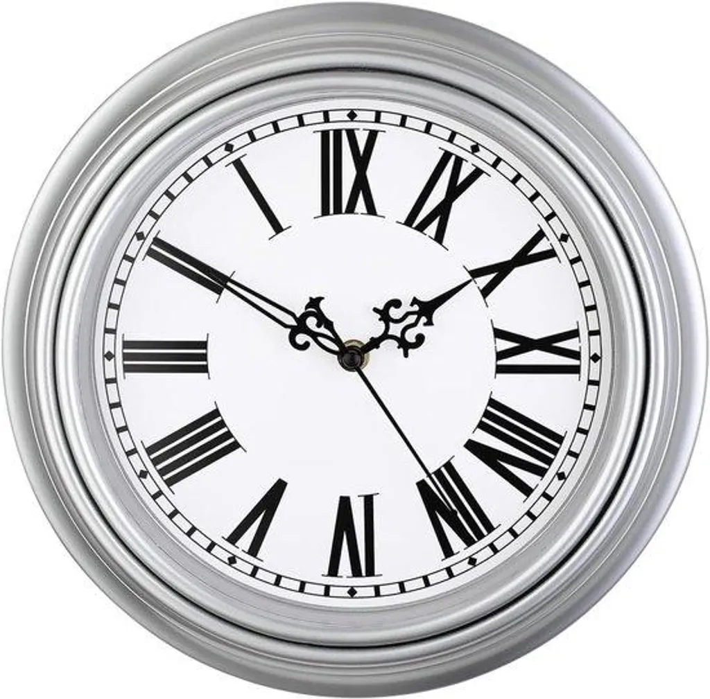 Horloge murale classique vintage argentée pour décoration intérieure