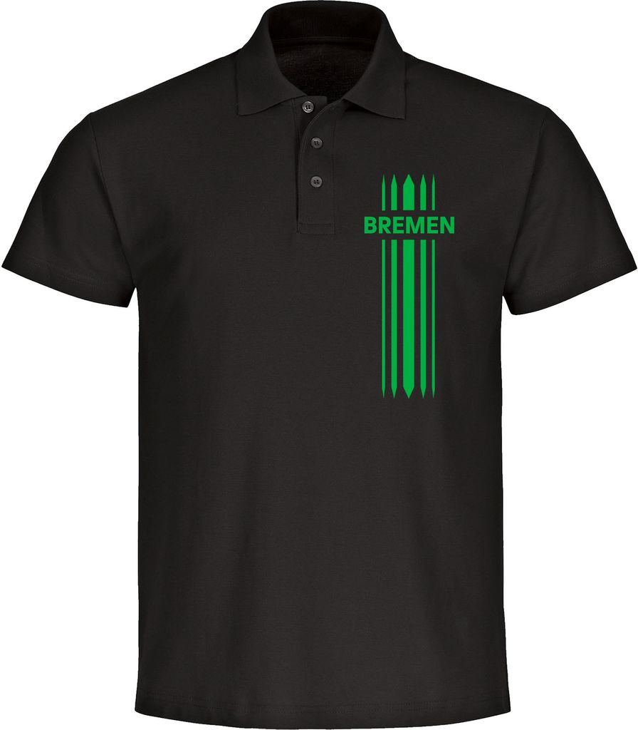 multifanshop Poloshirt - Bremen - Streifen, schwarz, Größe M