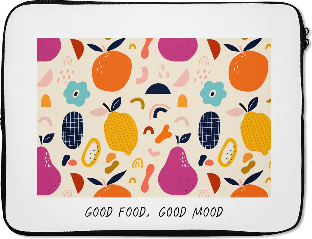 MuchoWow Laptop Hülle 17 Zoll Laptoptasche Zitate - Essen - Gutes Essen, gute Laune - Sprichwörter - Zipper - Schutzabdeckung