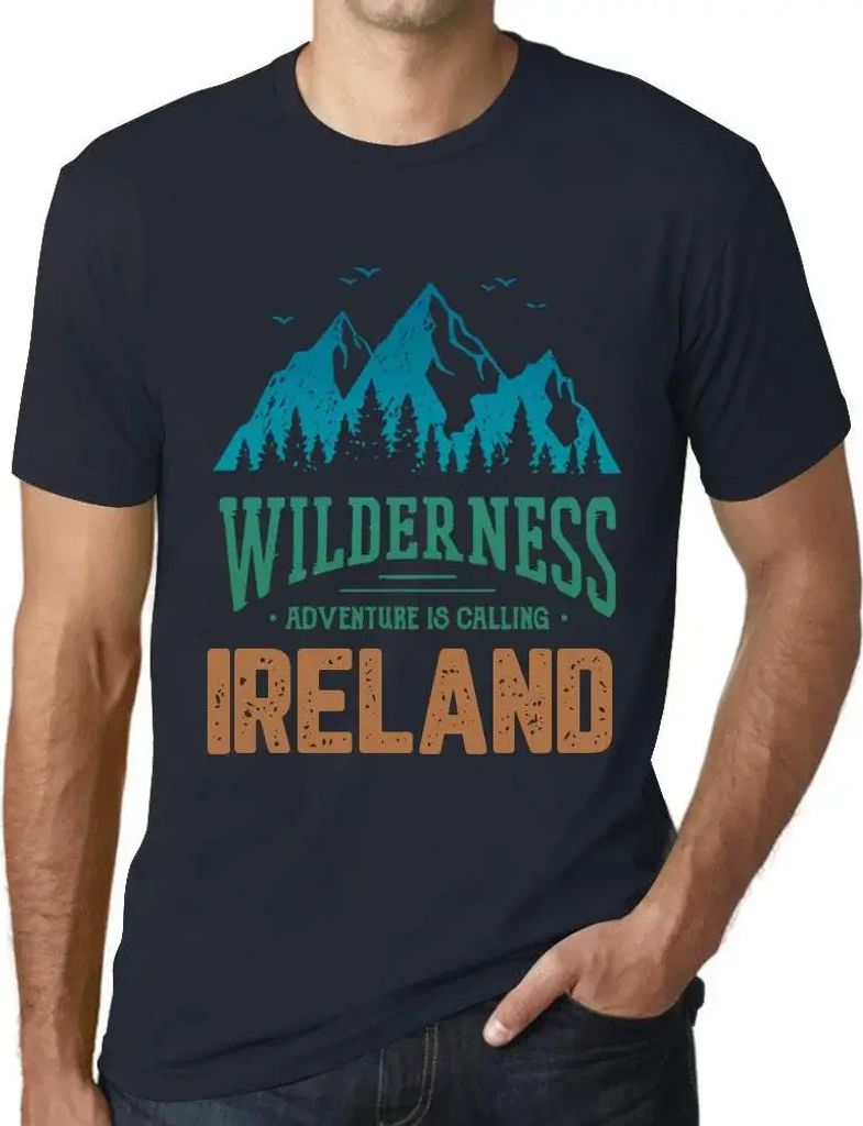 Herren Grafik T-Shirt Wildnis das Abenteuer ruft Irland – Wilderness, Adventure Is Calling Ireland – Öko-Verantwortlich Vintage Jahrgang Kurzarm