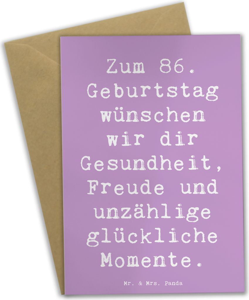 Mr. & Mrs. Panda Grußkarte Spruch 86. Geburtstag Wünsche - Lavendeltraum - Geschenk, Glückwunsch, Liebe, hochzeitskarten, Erinnerung, glücklich...