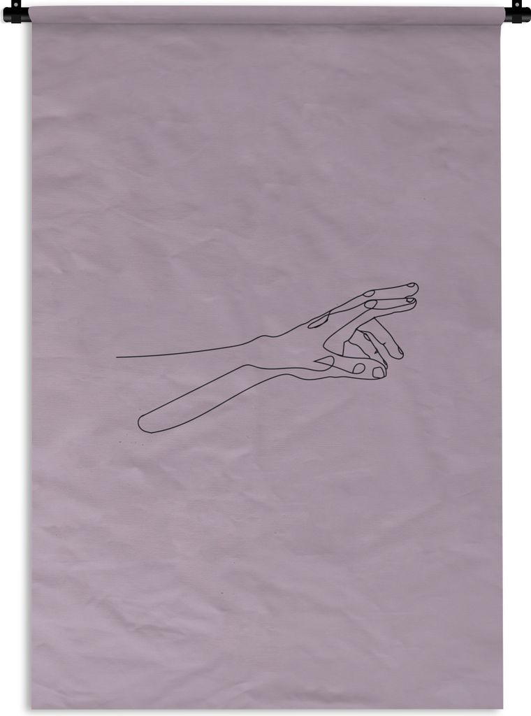 MuchoWow Wandteppich Wandbehang Hände - Finger - Strichzeichnung 120x180 cm Tapisserie Dekoration Wandtuch - Schlafzimmer - Dekorationen für da...