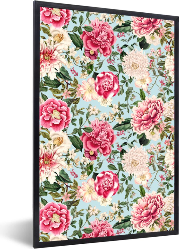 MuchoWow MuchoWow Gerahmtes Poster Blumen - Farben - Muster 60x90 cm - Poster mit zchwarzem Bilderrahmen - Kunst