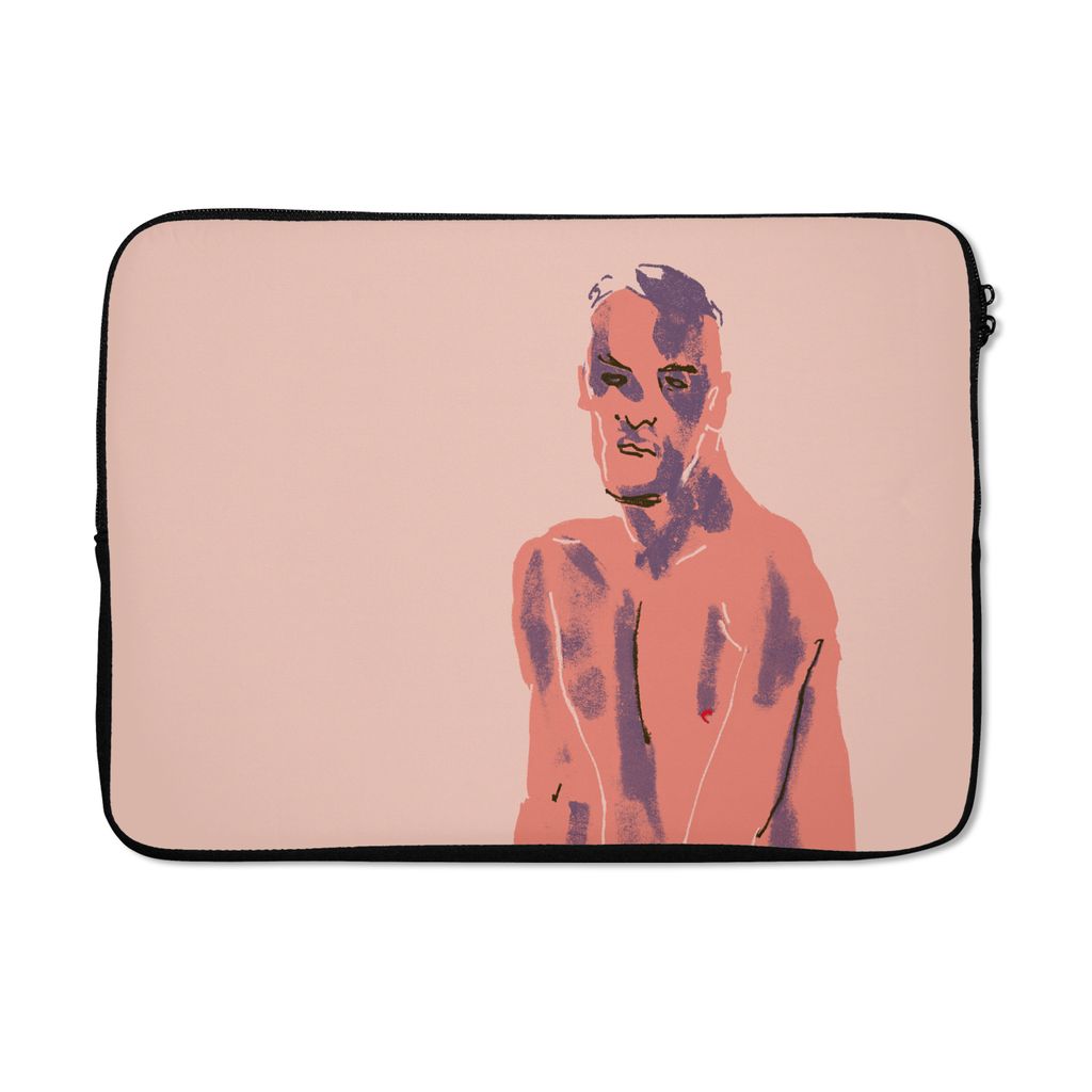MuchoWow Laptop Hülle 13 Zoll Porträt - Mann - Pastell - Lila - Kunst Laptoptasche - Laptophülle - Sleeve - Rundumschutz
