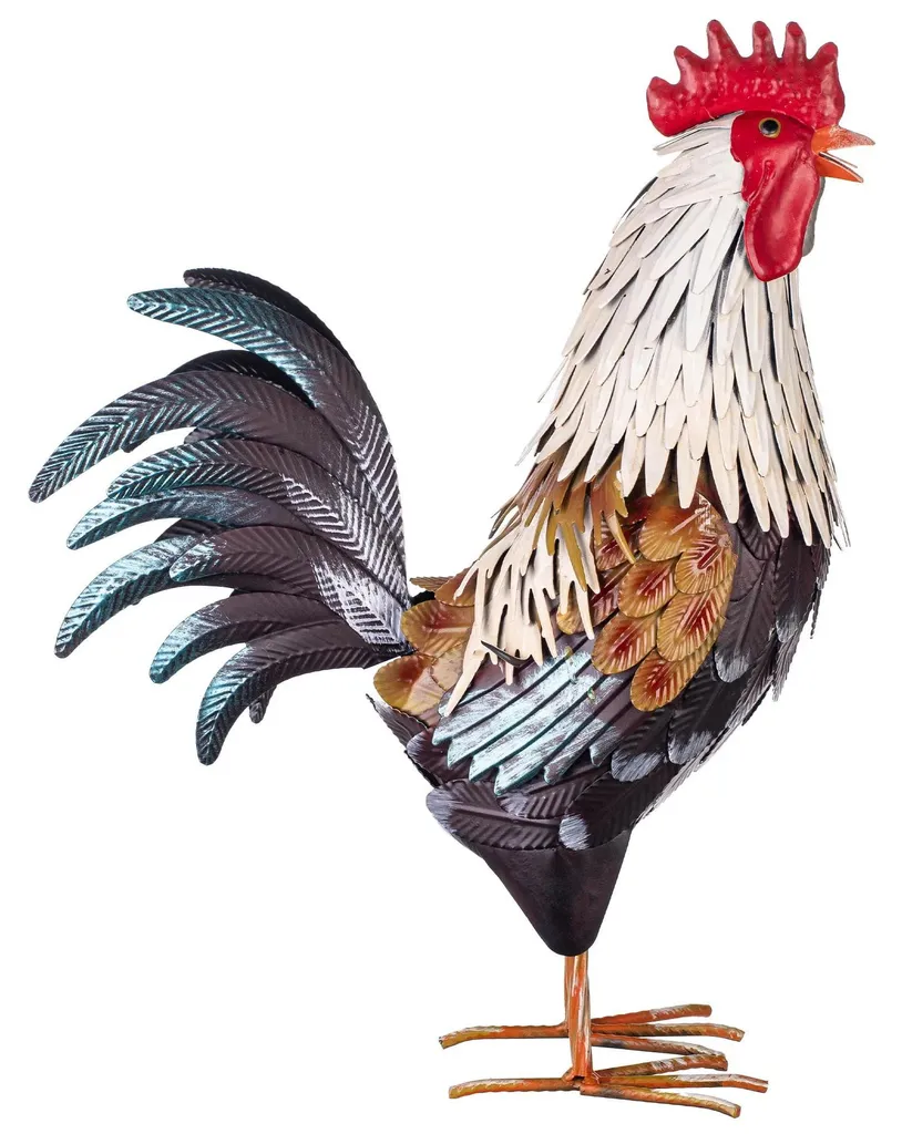 Statue de jardin Coq en métal - Décoration extérieure réaliste 47cm