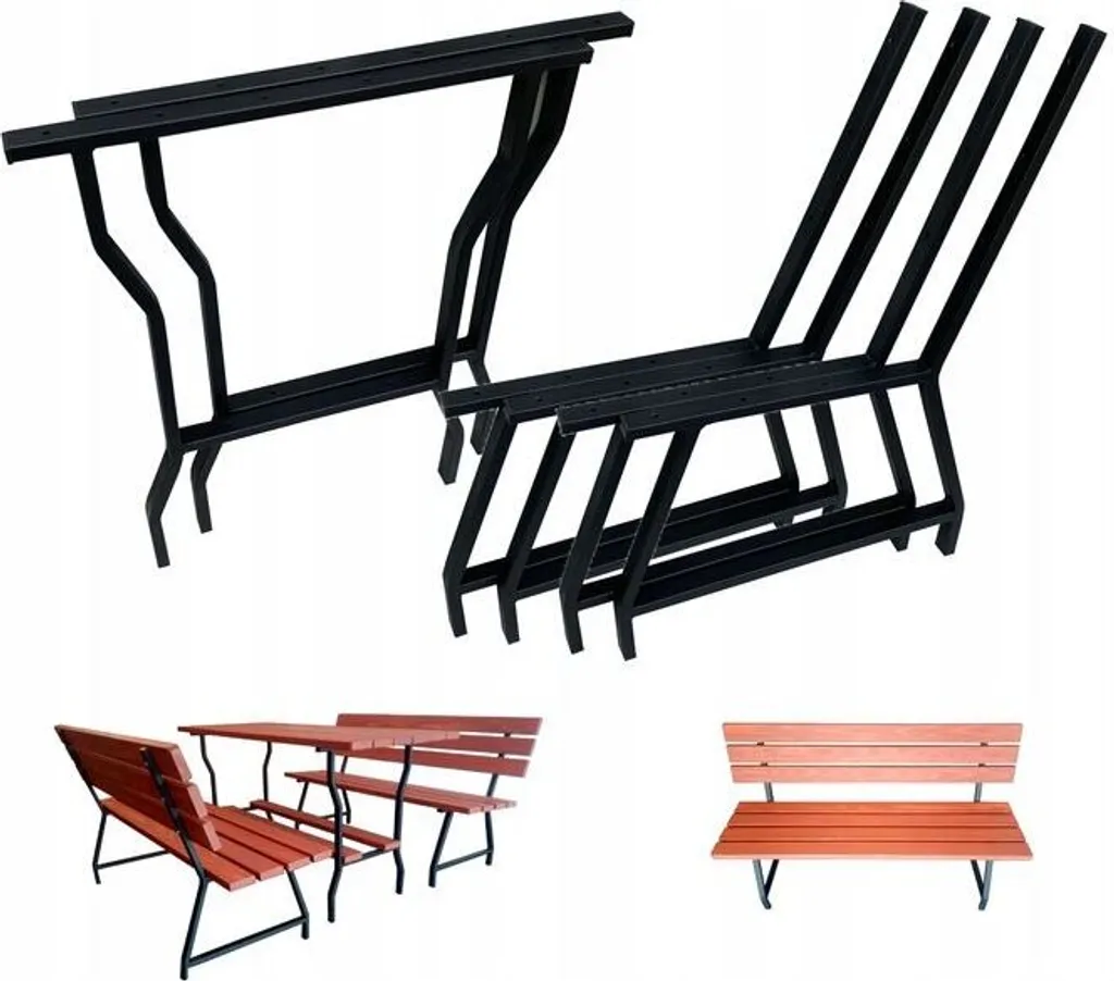 Pieds de table et banc en acier noir mat, supports de meubles robustes DIY