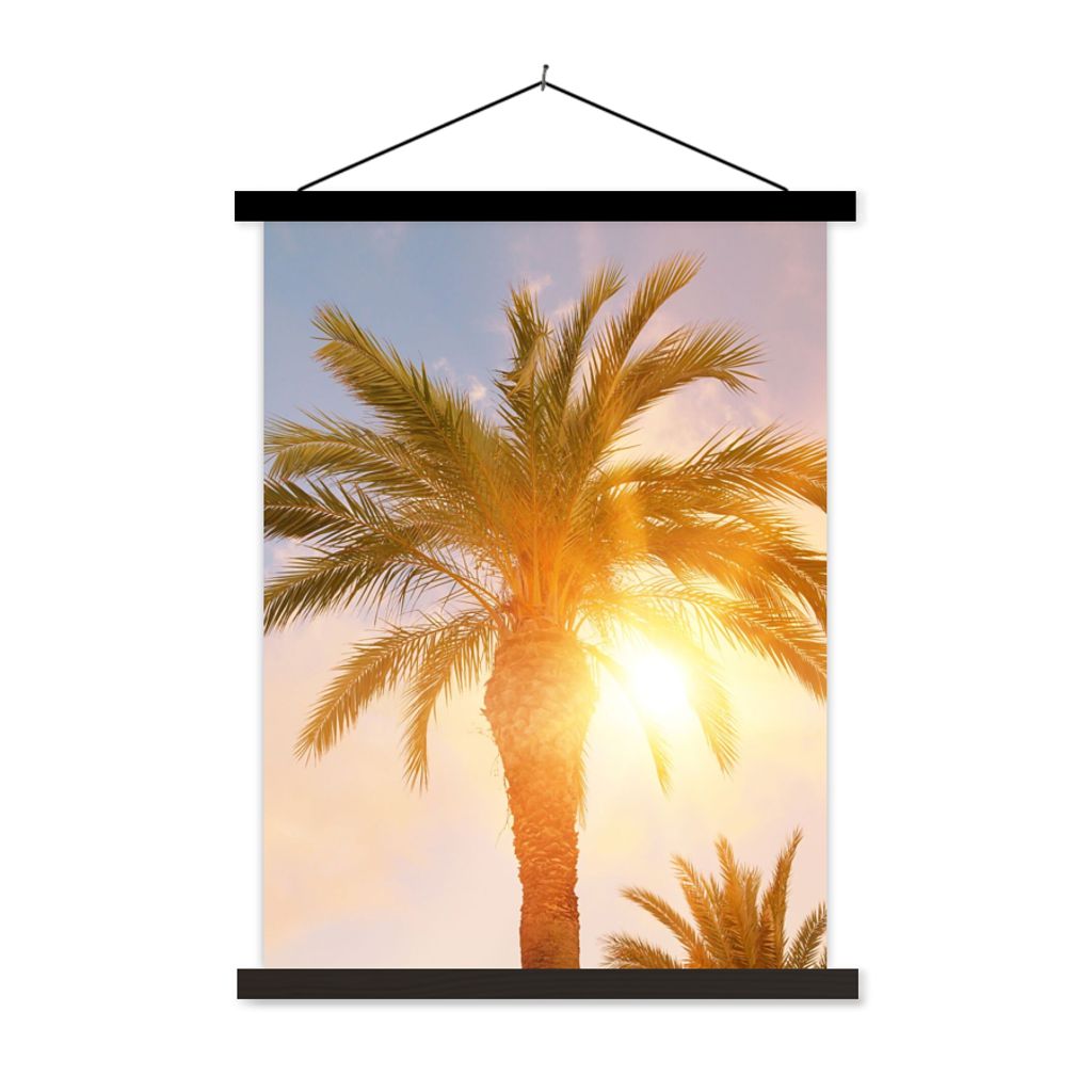 MuchoWow Textilposter Palme - Sommer - Sonne - Tropisch 40x53 cm mit schwarzem Rahmen - Abbildung