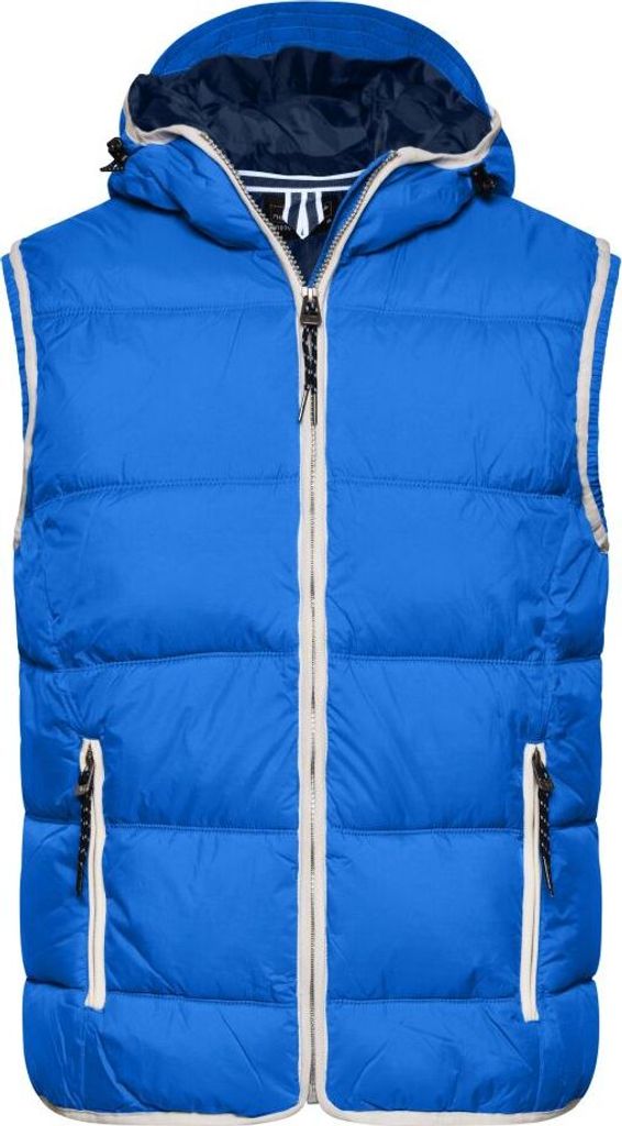 Modische Steppweste mit angeschnittener Kapuze nautic-blue/white, Gr. 3XL