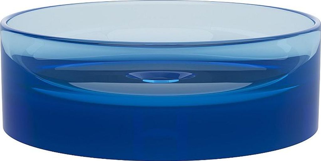 Runder Aufsatzwaschtisch aus transparentem Harz - 40 cm - Blau - SPAVO
