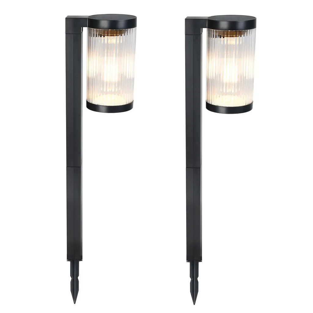 Balise solaire LED de jardin blanc chaud H58cm Beamlit pour allée x2