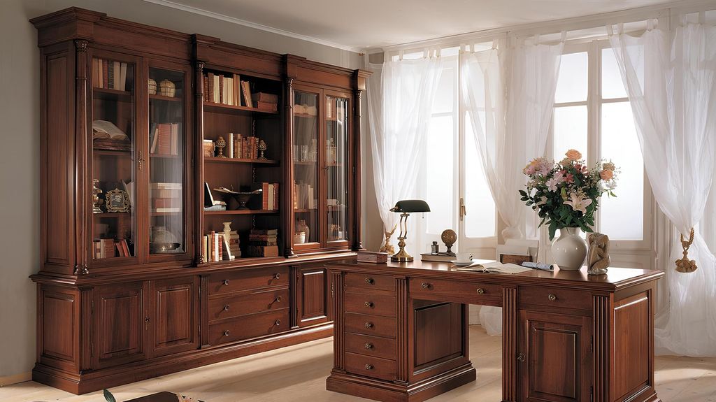 Büro Bücherregal Schrank Holz Büroschrank Regal Schränke Vitrine Italien Möbel