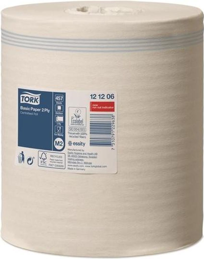 Papírové utěrky v roli Tork - M2, 2vrstvé, bílý recykl, 6 Obrázek produktu 