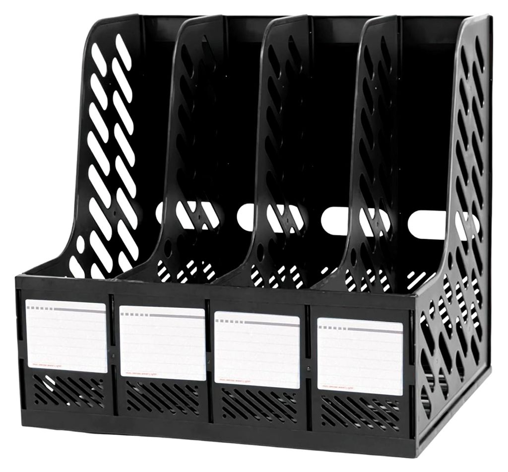 Kunststoff A4 Zeitschriftensammler, 4 Fächer, stabiler Datei-Organizer für den Desktop, A4 vertikales Organizer-Regal für Dokumente und Bücher