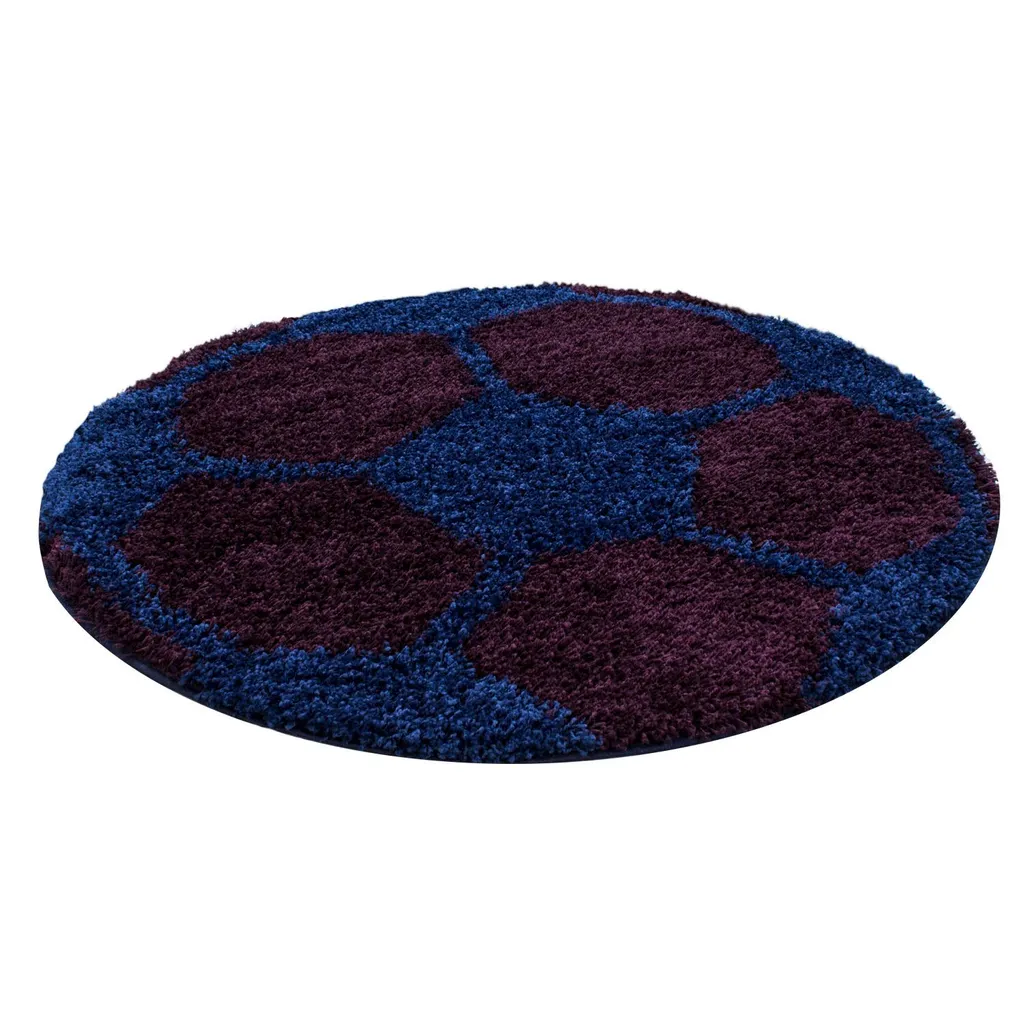 Tapis circulaire bleu marine Fun 6001 navy, matière douce de 100 cm