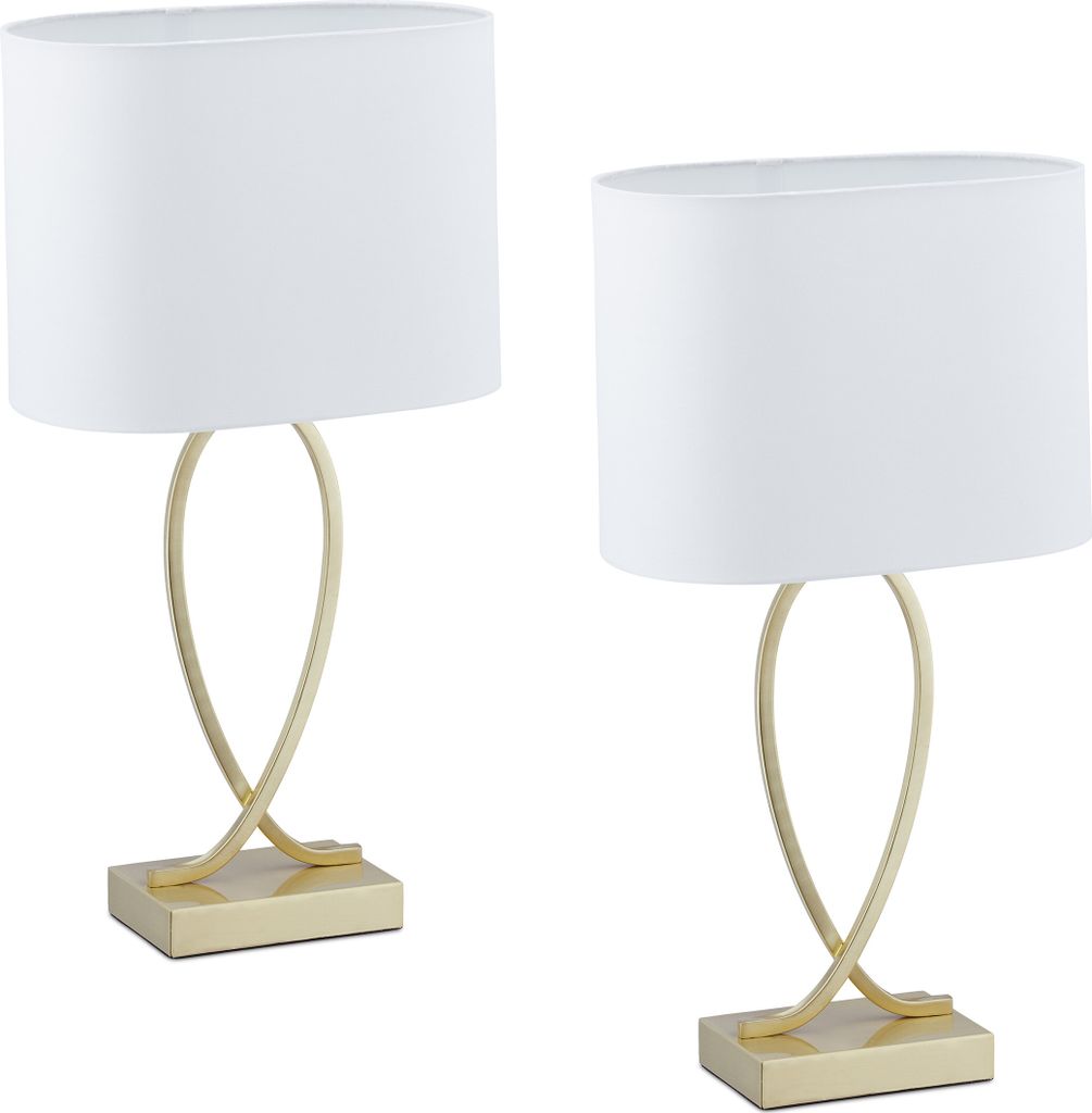 Stolní lampa Relaxdays, sada 2 ks, kovová základna a Obrázek produktu 