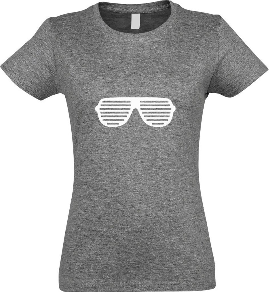 Kiwistar - T-Shirt tailliert - Damen - Graumeliert - Raver Shutter Brille - mit Motiv Bedruckt - Funshirt Design - Sport - Freizeit - Damen - XXL