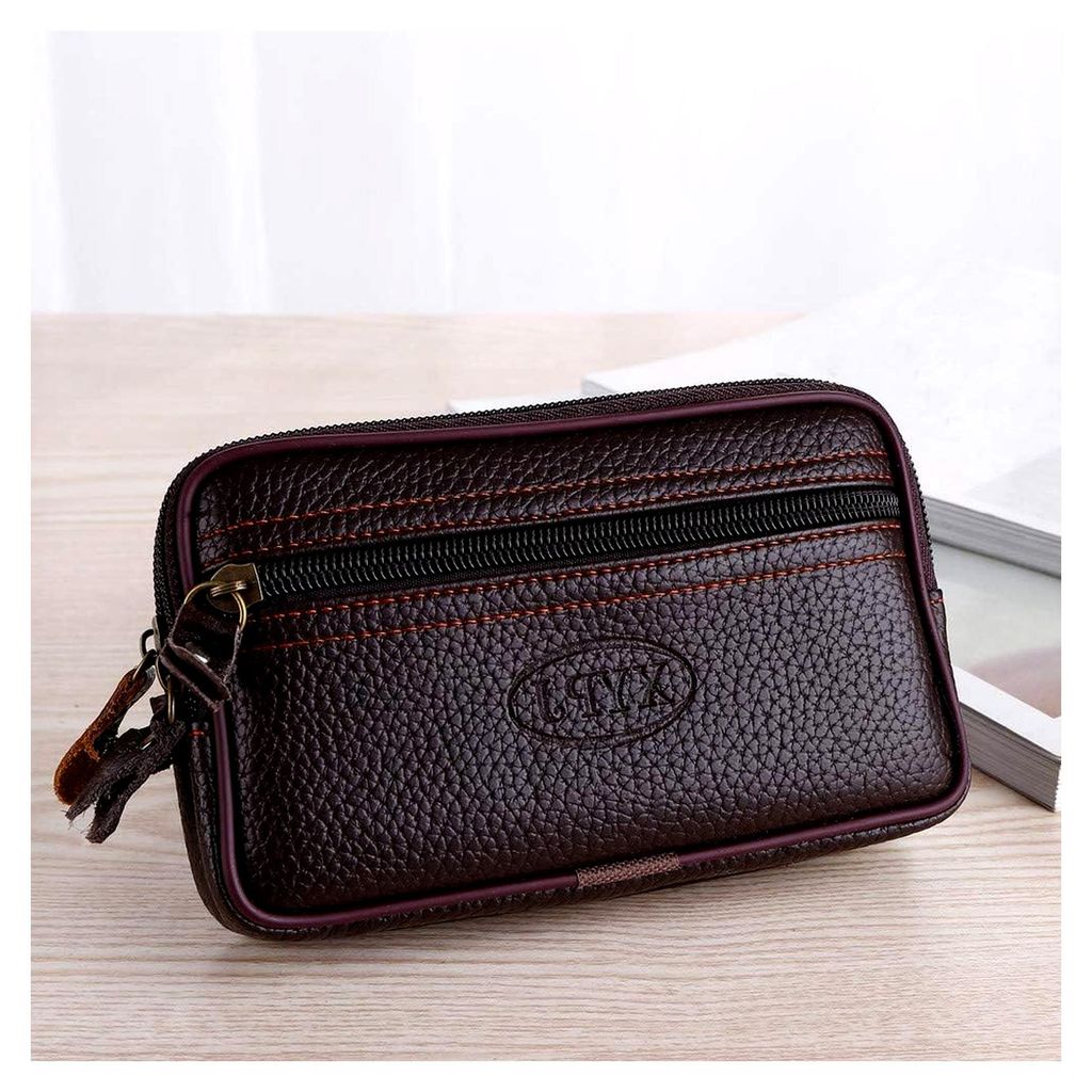 Tasche Clutch Männer Farbtasche aus Taille Geldbörse (Coffee, One Size)