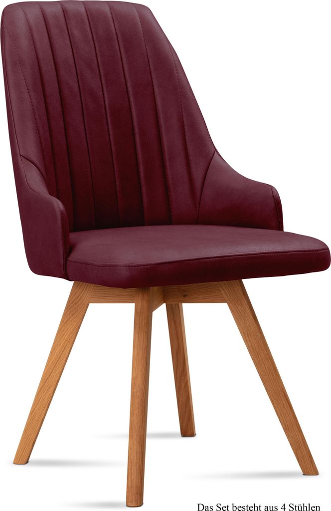 Esszimmerstuhl (4er-Set) Domka 52x91x60 Eiche geölt/Marsala Produktbild 