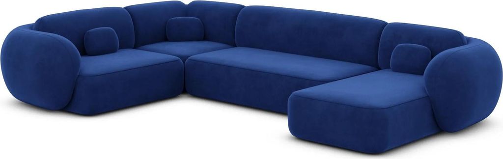 Samtstoff U-Form XL Wohnlandschaft Mira Königsblau Rechts