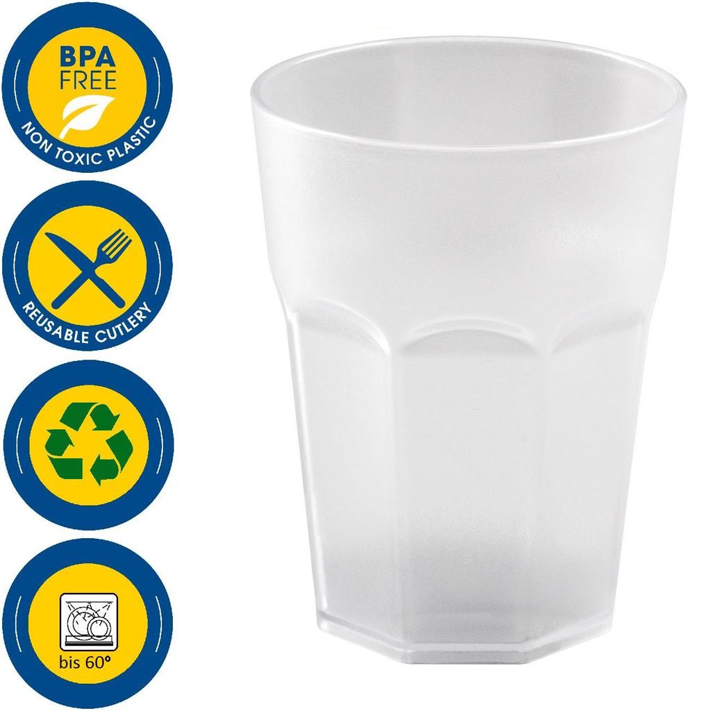 20x Kunststoffbecher Weiss Trinkbecher Plastik Trink-Gläser Mehrweg 0,25l 
