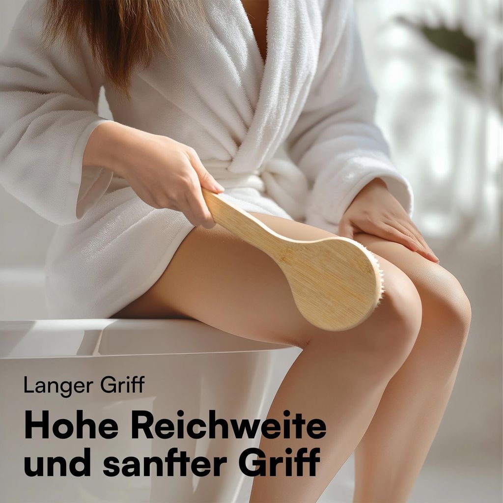 Heallily Badebürste Mit Langem Griff – Aus Nylon, Rutschfest, Ca. 42,5 Cm