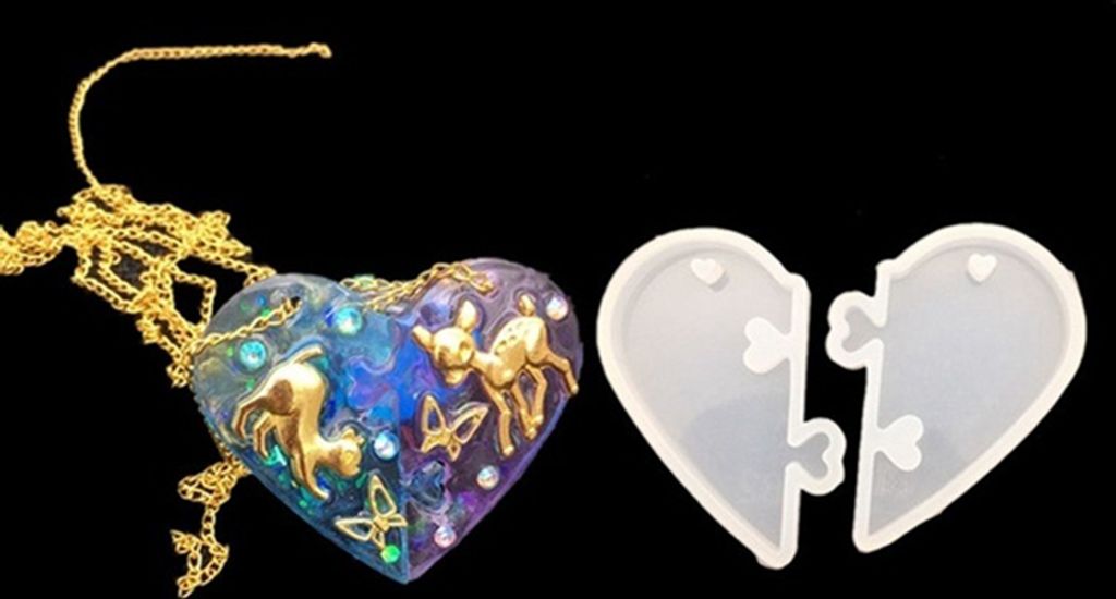 2 Teile/satz Liebe Herz Form Silikon Form Harz Schmuck Machen DIY Anhänger Handwerk