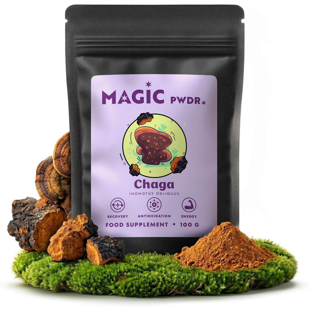 Magic Pwdr - Chaga Pilz Extrakt Pulver 100g - 10:1 Hochkonzentriert - Unterstützung Für Vitalität - Adaptogen Immunsystem Schutz
