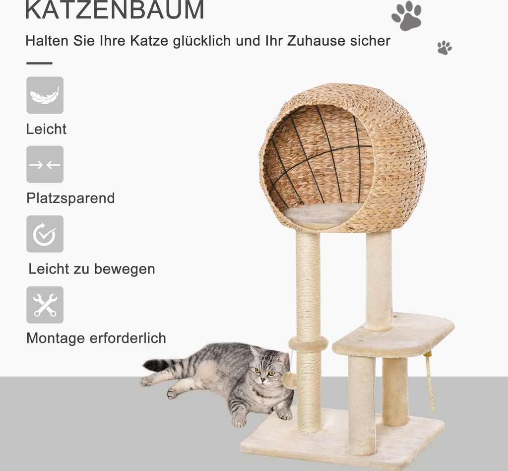 PawHut Katzenbaum Kratzbaum Ktzchen Mbel Beige 100 cm