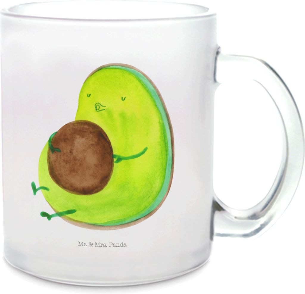 Mr. & Mrs. Panda Teetasse Avocado Pfeifen - Transparent - Geschenk, Abnehmen, Ernährung, aus Glas, Pott, Trinkglas, Häferl, Tee Tasse, Diät, Rund