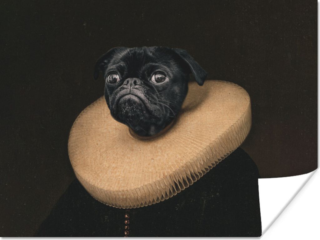 MuchoWow Poster Hund - Gemälde - Tierkopf 40x30 cm - Plakate für die Wände - Poster Wohnzimmer