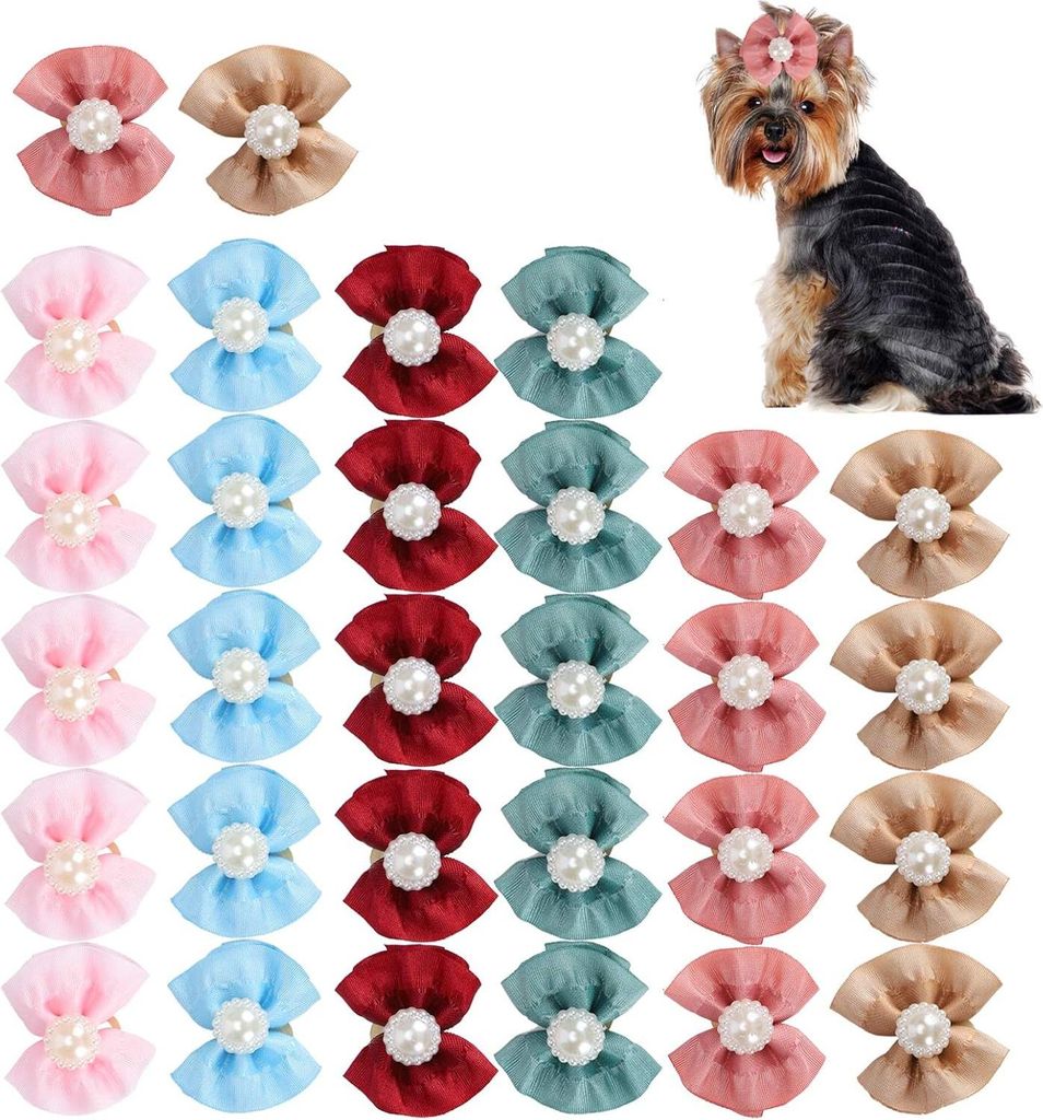 30-teilige Elastikhauben für Haustiere Pflege mit Elastikbändern zur Pflege von Haustieren Schöne Strickhauben für Hunde und Katzen