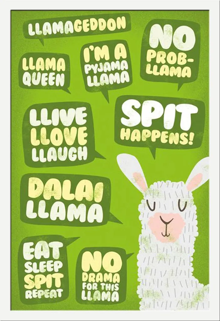 Cadre interchangeable blanc anti-poussière avec poster lama moderne