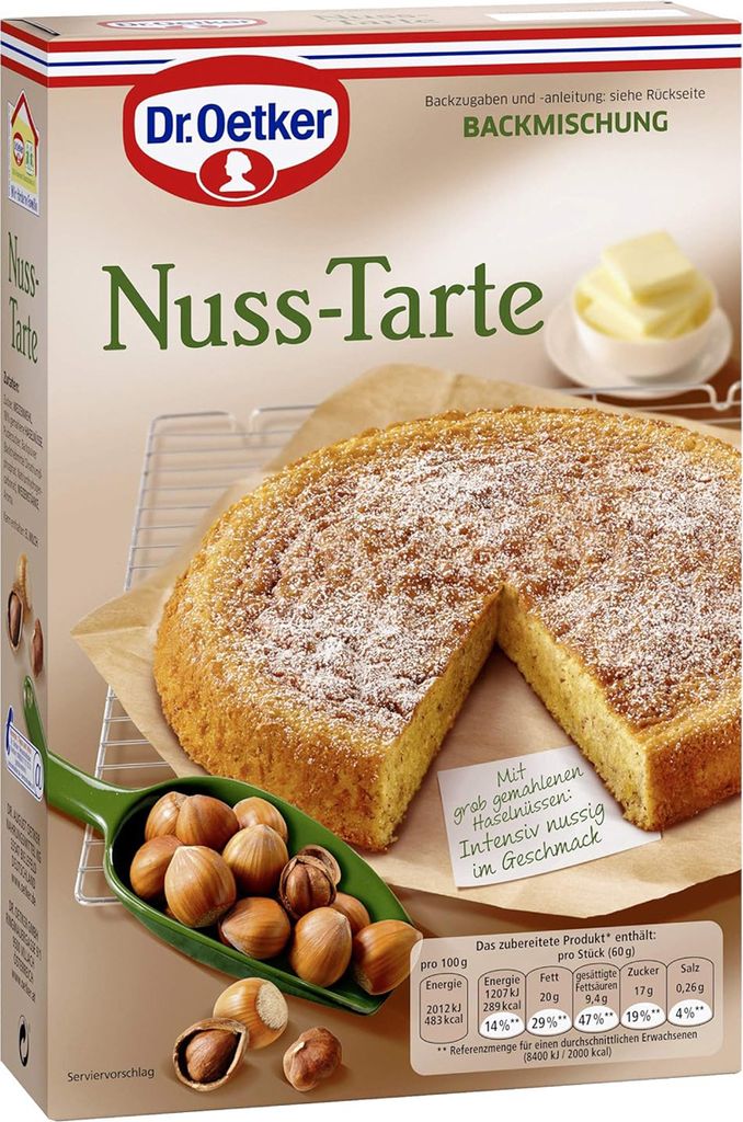 Dr. Oetker Backmischung Nuss Tarte saftiger Kuchengenuss Produktbild 