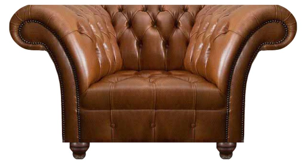 Brauner Chesterfield Einsitzer Wohnzimmer Ledersessel Polster 1-Sitzer
