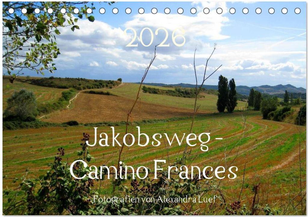 Jakobsweg - Camino Frances (Tischkalender 2026 DIN A5 quer), CALVENDO Monatskalender