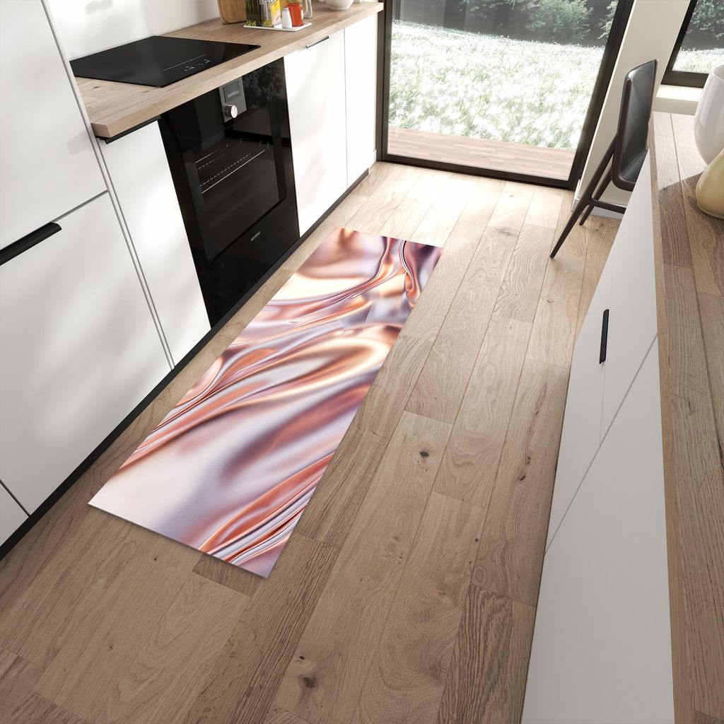 Küchenteppich 60x180cm rutschfest & abwischbar PVC Läufer - Glänzender Stoff