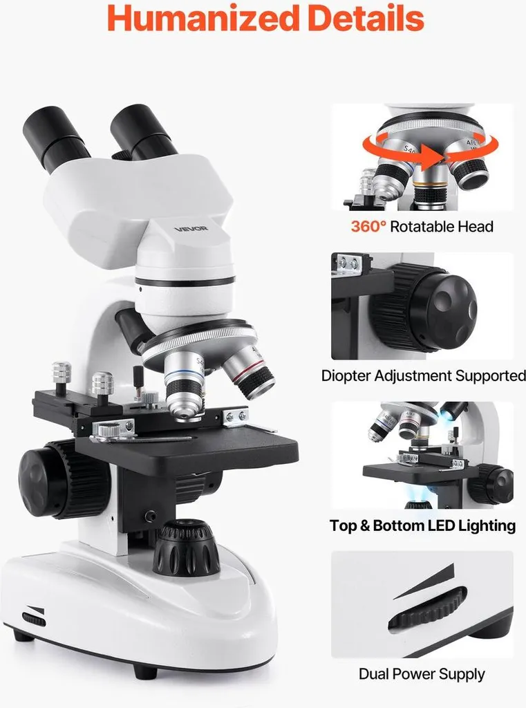 Microscope composé binoculaire professionnel 40-2000X haute précision