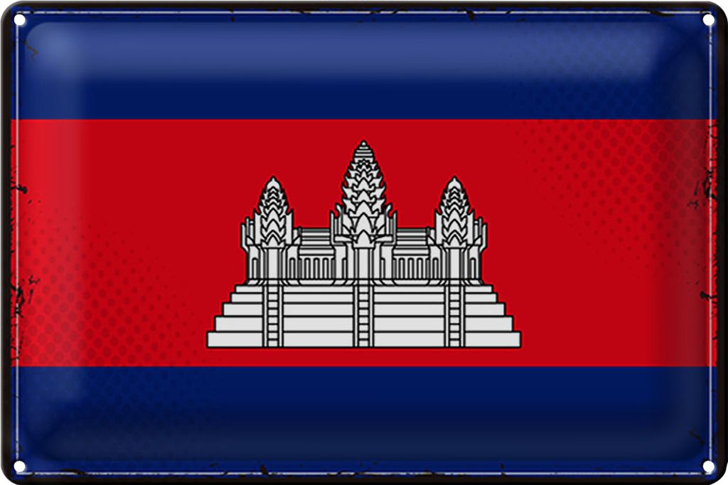 Blechschild Flagge Kambodscha 40x30cm Retro Flag Cambodia