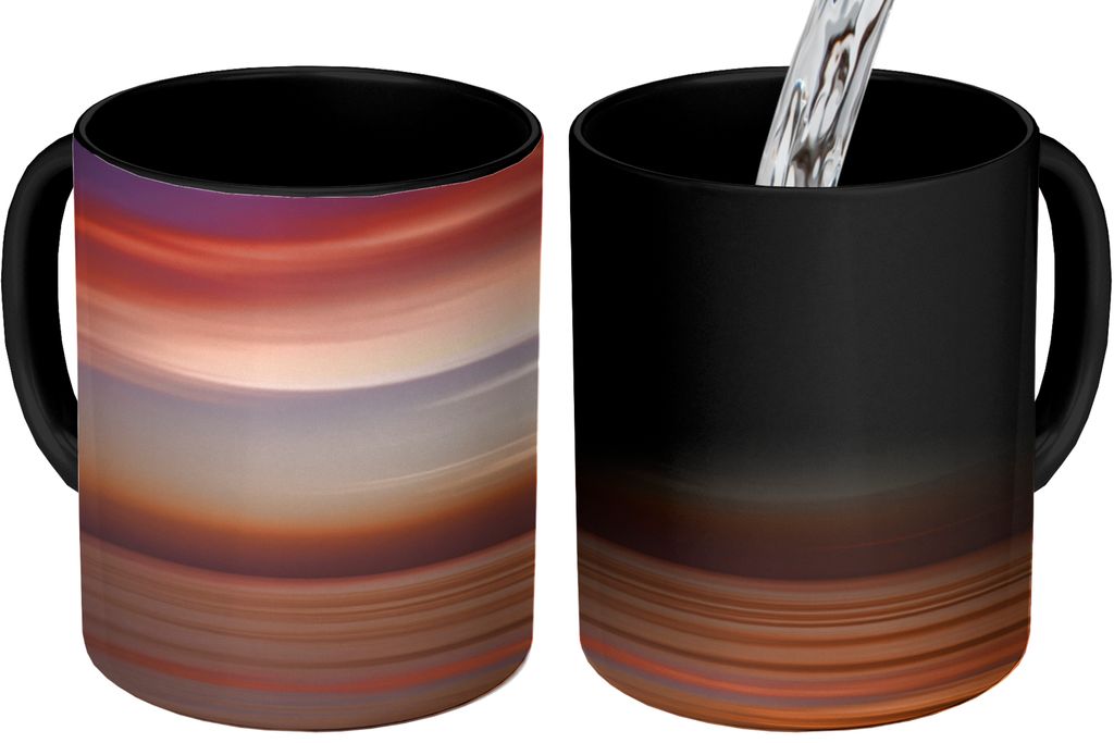 MuchoWow Zauber Tasse Zaubertasse Magic Meer - Orange - Himmel 350 ml Farbwechsel Becher Geschenk Geschenkidee - Magic-Tasse - Fototasse - Kerami...