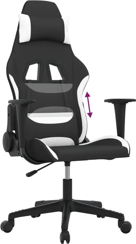 vidaXL Sedia da gioco in tessuto bianco e nero