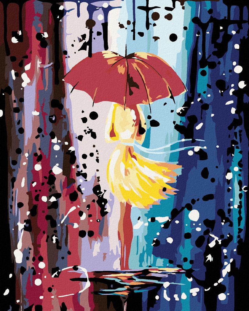 Diamondi - Diamond painting - MODELL MIT REGENSCHIRM, 40X50 cm, mit Keilrahmen (bereits gespannt)
