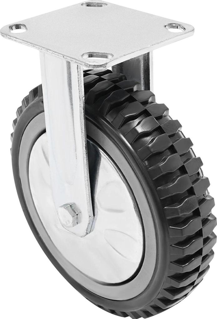 Lenkrollen 4 Stück - Transportrollen - 20 cm Durchmesser - Schwerlast - Massiv - Staubdicht - Edelstahl - Fest + Bremse - Silber
