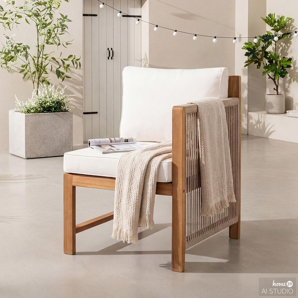 home24 Diningstuhl mit 1 Armlehne - Akazie Massiv / Produktbild 