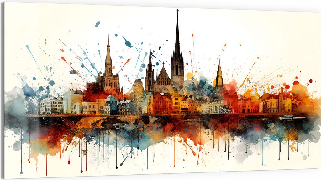 DEQOART Glasbild Echtglas 100x50 cm 'Städtische Farbtöne' Wandbild Bild modern Deko