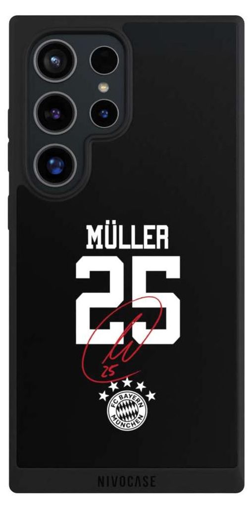 NIVOCASE Handyhülle für Samsung Galaxy S24 Ultra Hülle NIVOpure Case Schwarz FC Bayern München FCB Thomas Müller