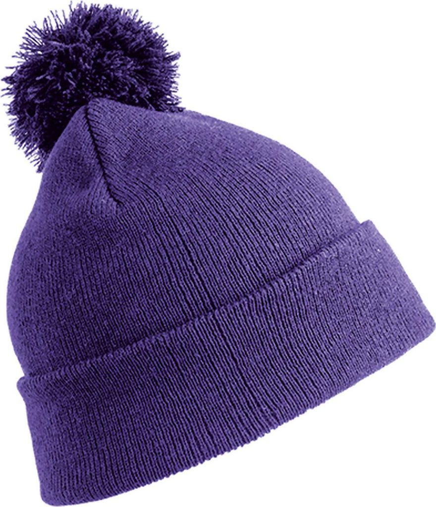 Result Winter Essentials RC028J | Junior Pom Pom Beanie Wintermütze für Kinder - Farbe: Purple - Größe: One Size