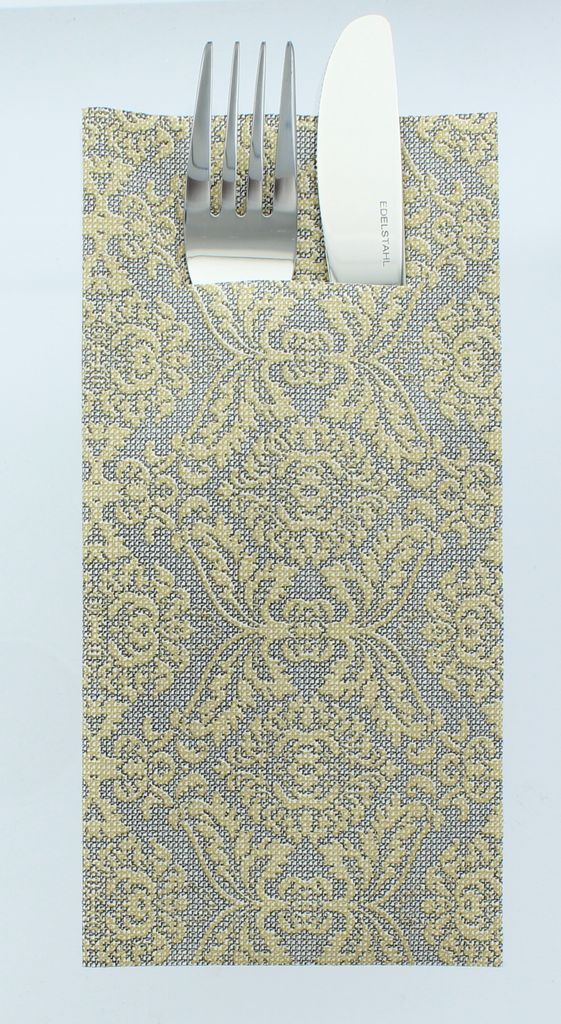 Airlaid Besteckservietten Kiyan in Gold-Schwarz, 40 x 40 cm, 75 Stück - Mank - Ornamente