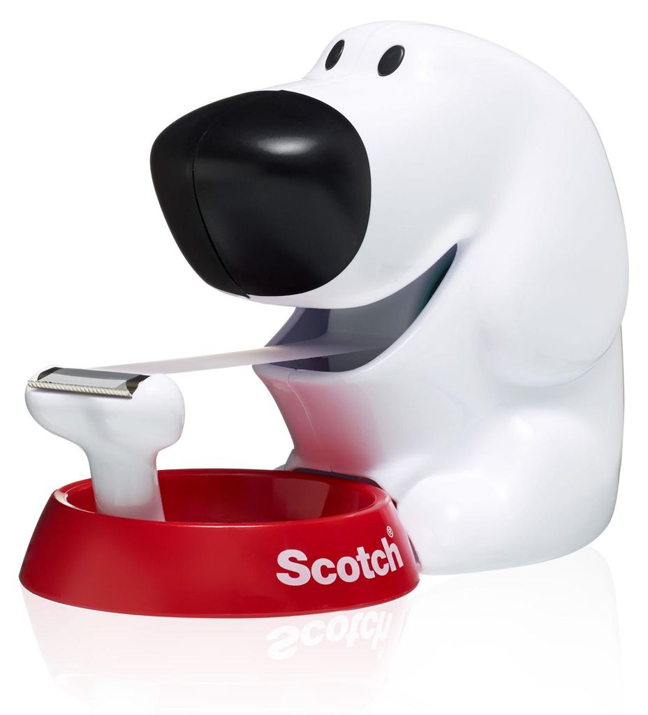 Dérouleur de table Scotch™ au motif chien + ruban adhésif Image du produit 