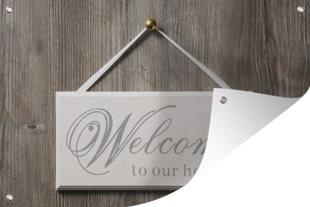 MuchoWow 120x80 cm Outdoor-Poster Gartendeko Sichtschutz Garten Poster für den Garten Ein Schild, das an der Wand hängt